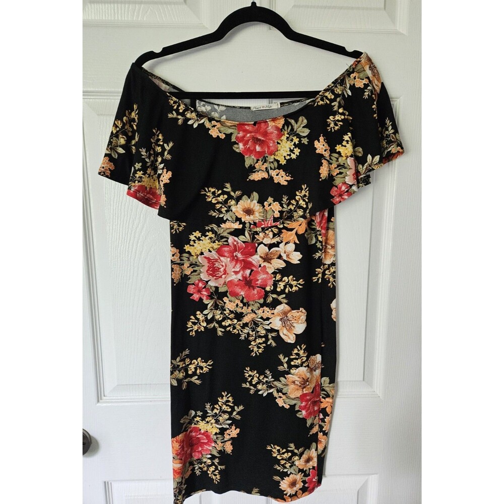 Madrag Shoulder Drape Summer Floral Dress SizeM